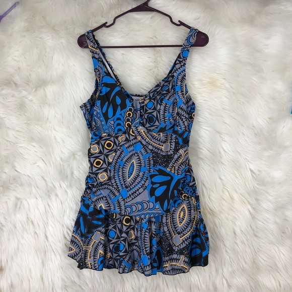 Ladies One Piece Swim Dress, All in One SZ XL, Great Maternity Swimsuit Boyshort - Picture 1 of 10
